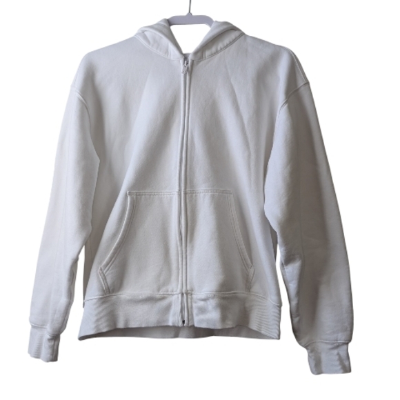 ARITZIA WOMEN'S WHITE COZY FLEECE MEGA ZIP HOODIE SIZE L - Picture 2 of 13
